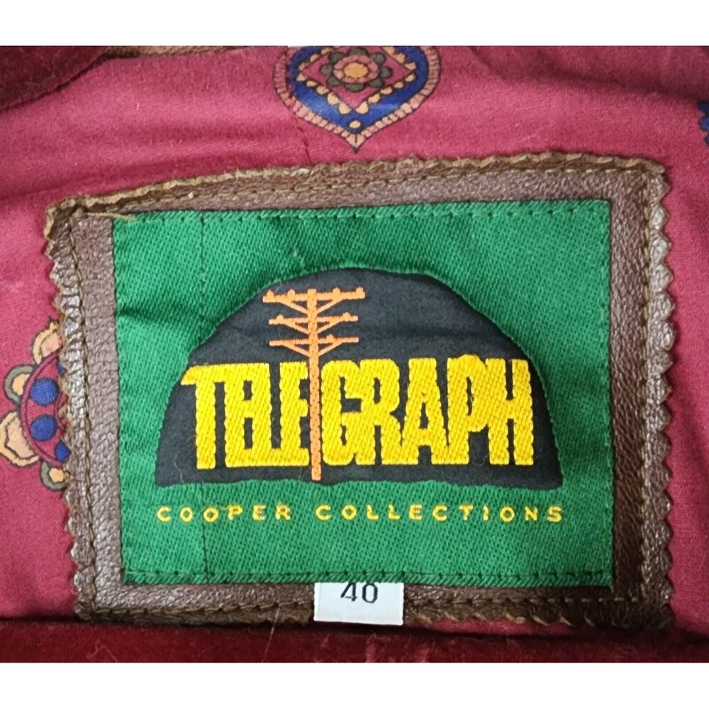 Telegraph by Cooper Leather Jacket Mens Size 40 Brown Full Zip Vintage Bomber - Picture 4 of 16